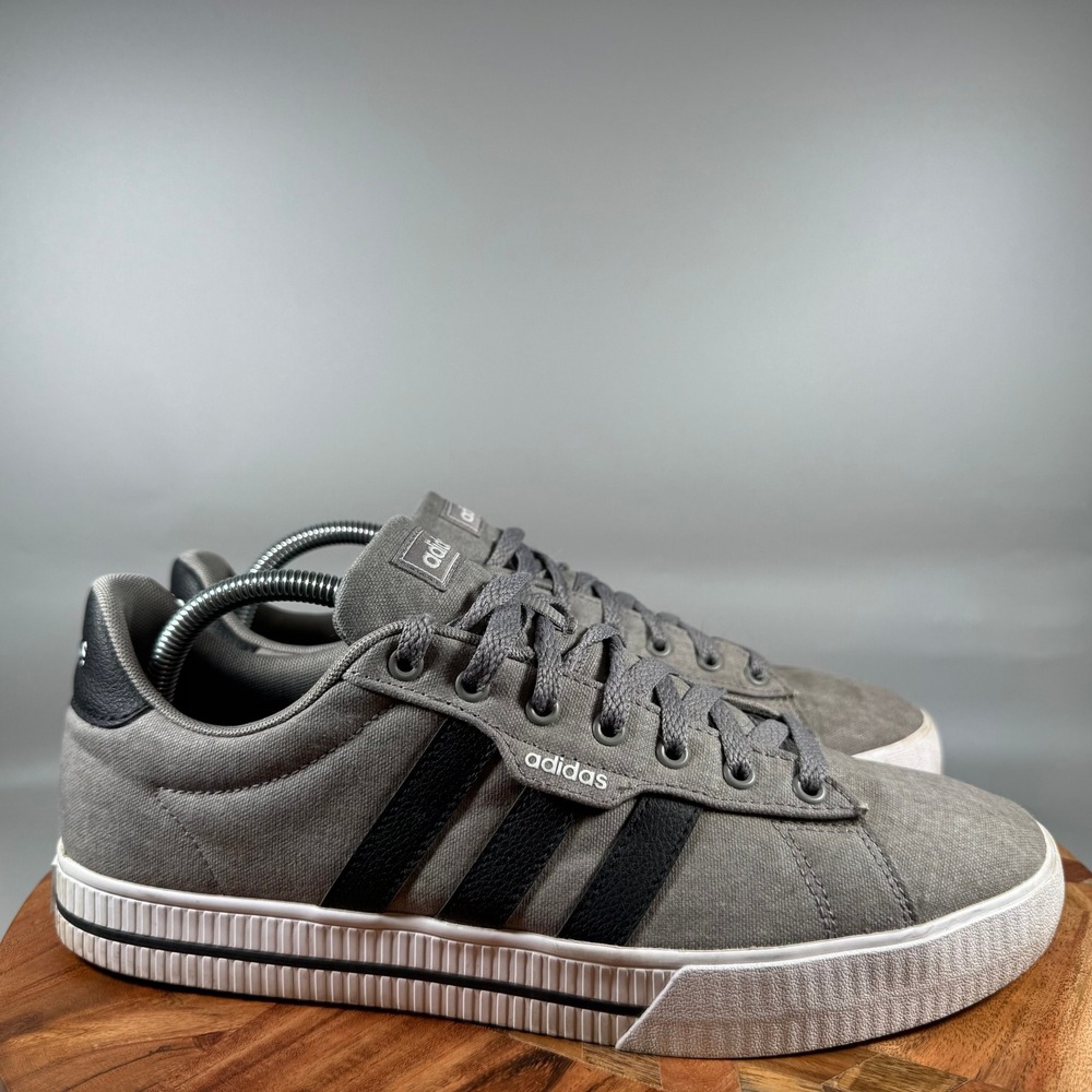 Adidas Daily 3.0 Mens Grey Black Canvas Skateboard Shoes FW3270 Size 10